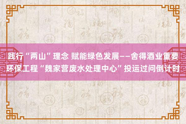践行“两山”理念 赋能绿色发展——舍得酒业重要环保工程“魏家营废水处理中心”投运过问倒计时